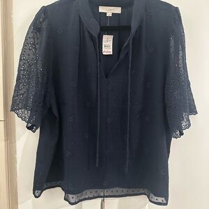 LOFT Blouse with Mandarin Collar